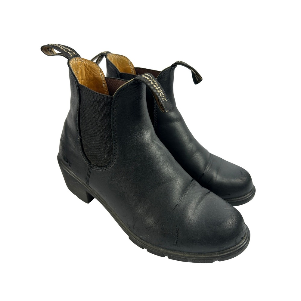 Blundstone Women's High Top Black Leather Chelsea‎ Block Heel Boots Size 7.5